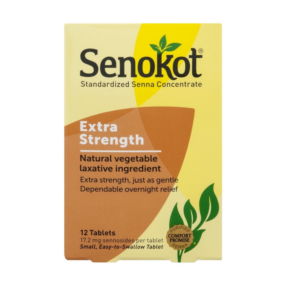 3 Pack Senokot Extra Strength Natural Vegetable Laxative 12 Tablets Each
