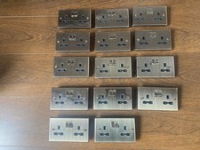 14 x KNIGHTSBRIDGE raised edge Antique brass double sockets. RRP £21.99 each