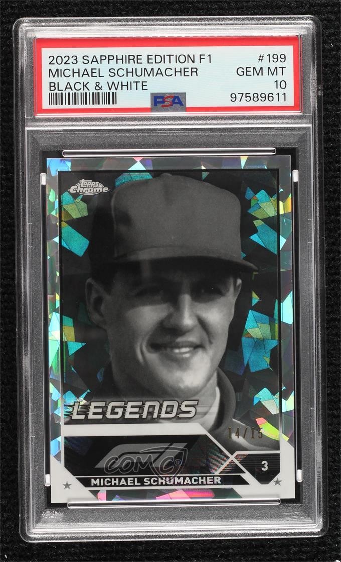 2023 Chrome Sapphire Edition Formula 1 14/15 Michael Schumacher #199 PSA 10 0w77