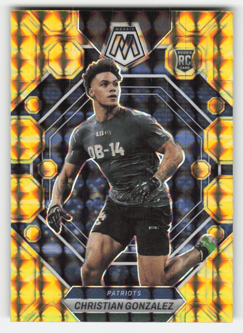 Christian Gonzalez 2023 Panini Mosaic Reactive Yellow Mosaic RC #300