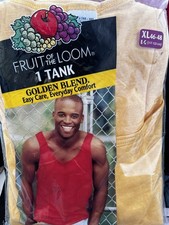New Vintage Fruit Of The Loom Golden Blend Tank Top Mens XL 46-48 Yellow