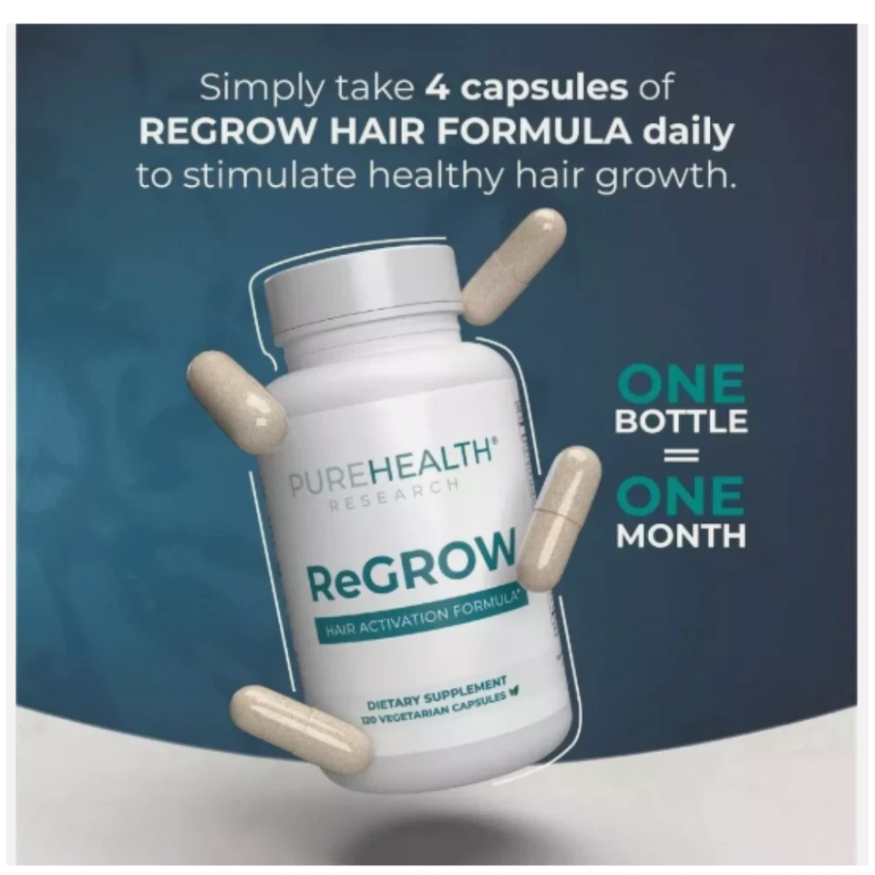 ReGrow Hair Growth Vitamins with Biotin, Hair Supplement by PureHealth Research - Image 2 of 4