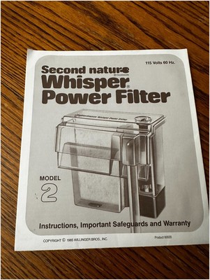 Whisper Power Filter 2 Manual 60020 Second Nature 1985