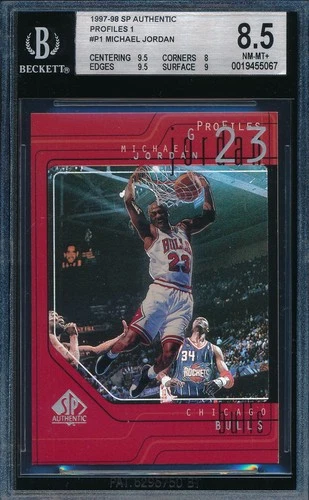 MICHAEL JORDAN 1997-98 UPPER DECK SP AUTHENTIC PROFILES BGS 8.5 CARD #P1! 9.5X2!
