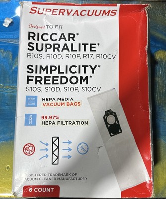 Supervacuums Hepa Vacuum Bags for use with Riccar Supralite Models R10S, R10D