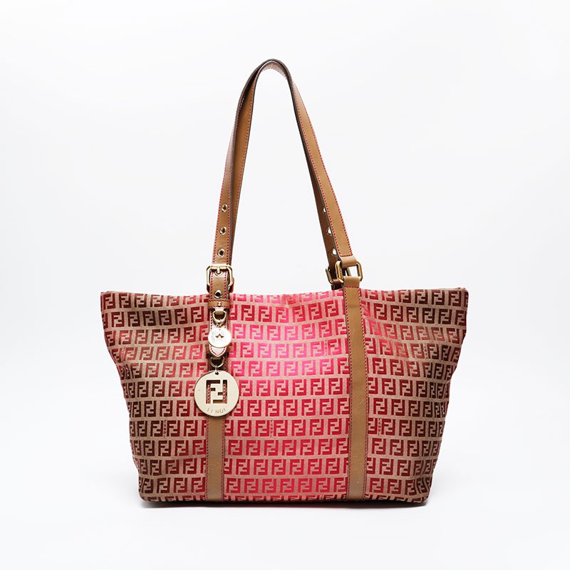 FENDI Pink Canvas Zucchino Tote Shoulder Bag WS21179