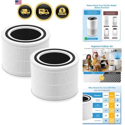2 Pack Core 300 Replacement Filter for LEVOIT Core 300 Core 300-P Core 300S-P...