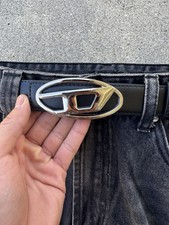 Vintage Diesel Leather Belt Style Y2K Large D Logo