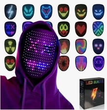 LED Light Up Mask Gesture Sensing RGB Face Mask 50 Patterns Cosplay Party