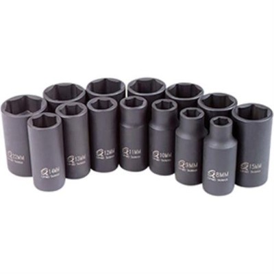 SUNEX TOOLS 3328 14 Pc. 3/8'' Drive Metric Mid-Depth Impact Socket Set