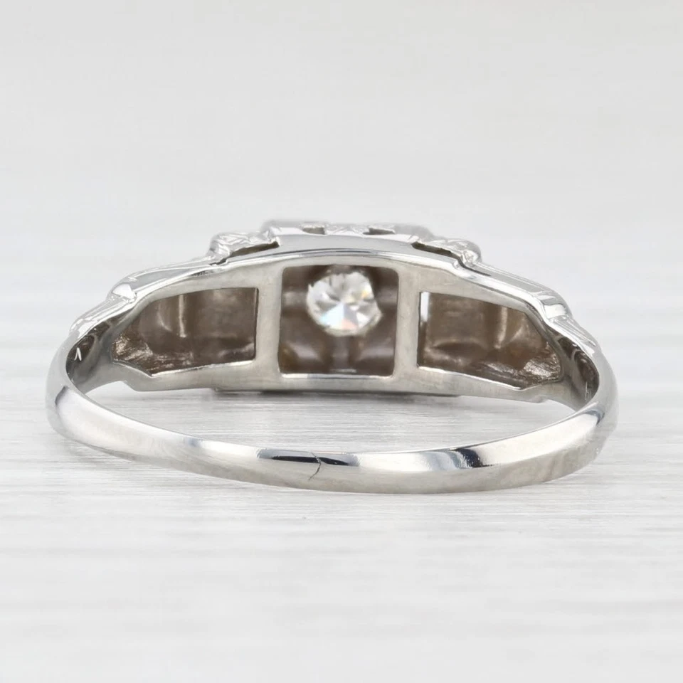 Vintage 0.15ctw Transitional Diamond Engagement Ring 18k White Gold Size 7.5 - Image 4 of 4