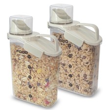 Two Pack Food  Cereal Storage Container - 2.6L Airtight Plastic Kitchen Orga...