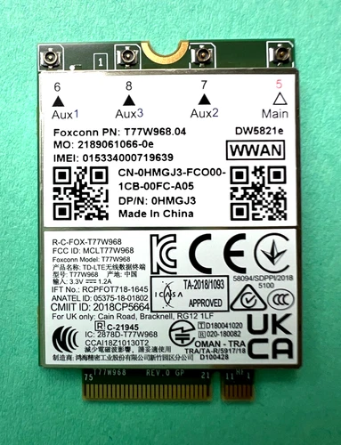 Dell WWAN DW5821e T77W968.04 LTE 4G 1Gbps 0HMGJ3 Dell Latitude 5420 Neu