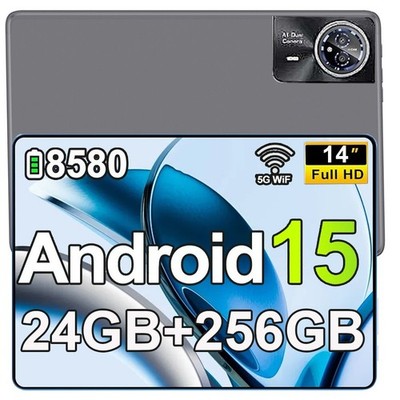 2025 Tablet Android 15 14Zoll 24GB RAM+256GB ROM 8580mAh 4G LTE 2 SIM Google GPS