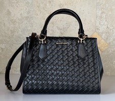 Michael Kors Marilyn Medium Satchel Shoulder Crossbody Bag Woven Black