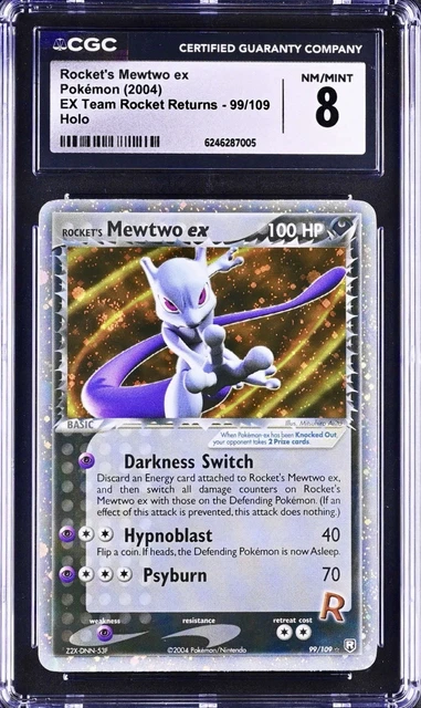 Pokémon Rocket's Mewtwo ex 99/109 EX Team Rocket Returns - CGC 8 w/Swirl 🌀