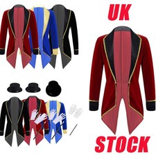 UK Girls Boys Halloween Ringmaster Costume Circus Lion Tamer Coat Jacket Prince