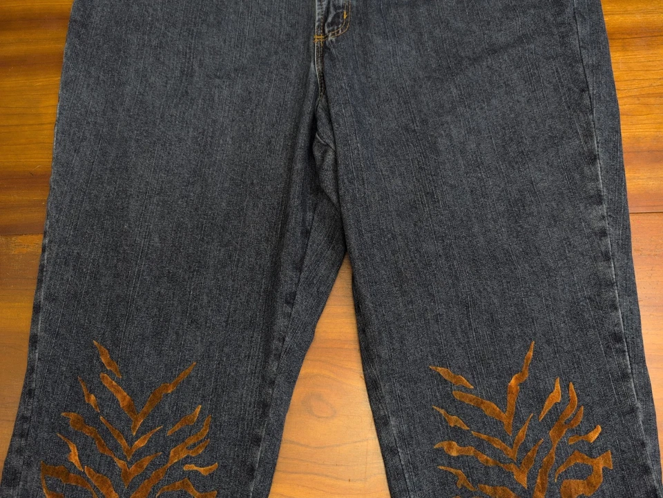 Pantalones de mezclilla para mujer Manager vintage de terciopelo a rayas de tigre 18 informales (36x27) Foto 4 de 4