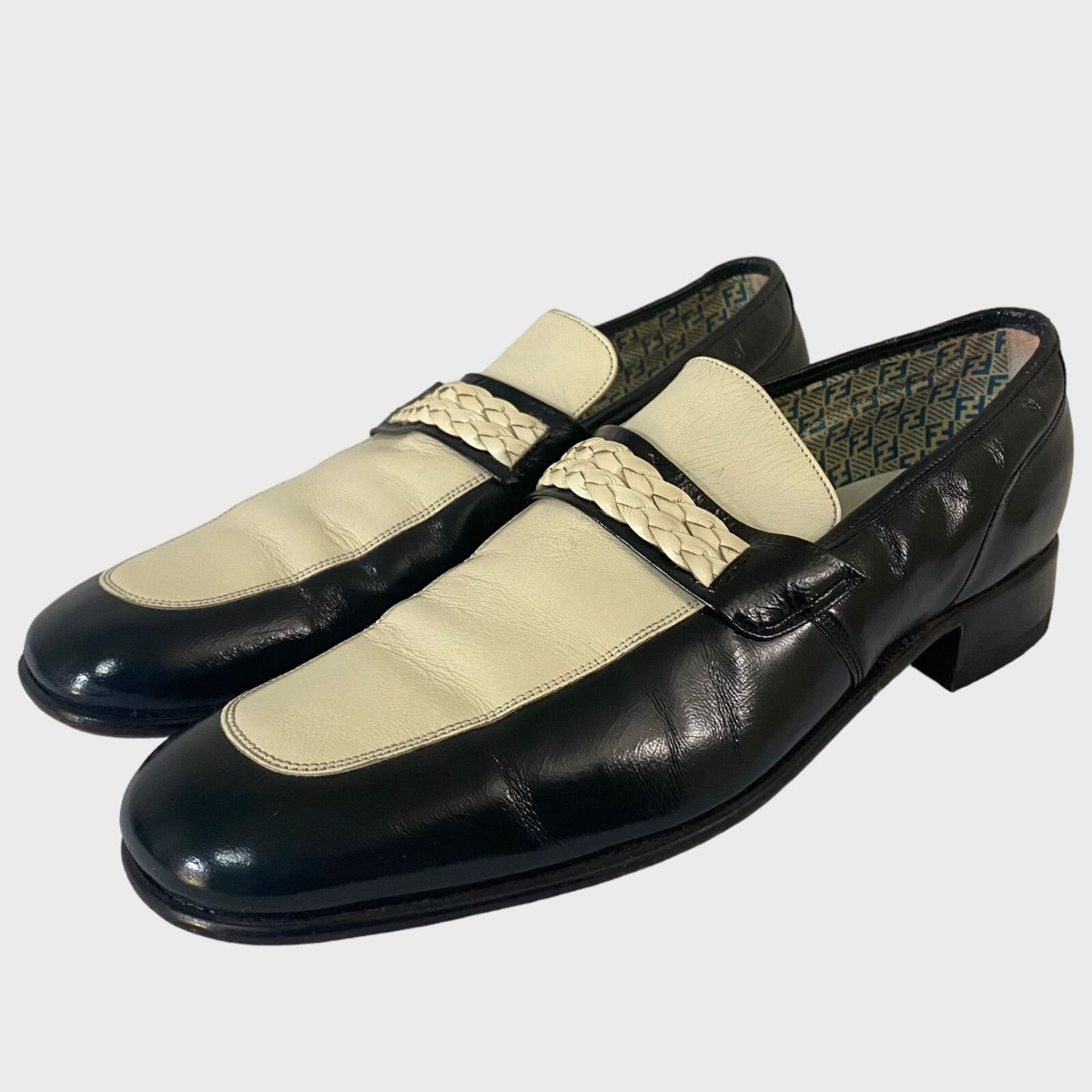 VTG FLORSHEIM NOS Riviera Two Tone Loafer Shoes 10 Vintage Florsheim Riviera Leather Loafers Two Tone White  main image 4