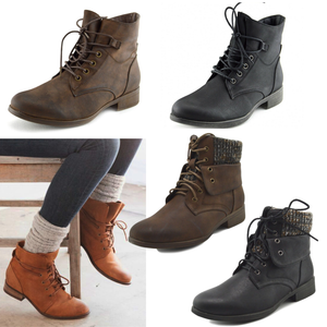 ladies flat lace up ankle boots