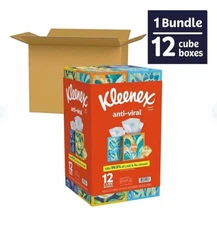 Kleenex Anti-Viral 3-Ply Facial Tissues 12 cube boxes, 55 tissues/box