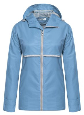 NEW Meaneor Women's Hooded Waterproof Reflective Stripe Jacket Sky Blue X-Large