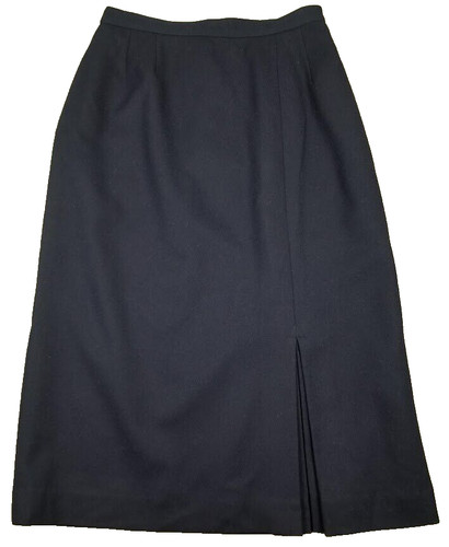 Vintage Womens Pencil Skirt Navy Blue Wool Made in USA Small Minimalist W28