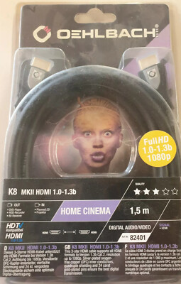 Oehlbach! K8 MIII HDMI 1.0-1.3b 1,5m (82401) HDMI/HDMI Version 1.3b HDMI Kabel##