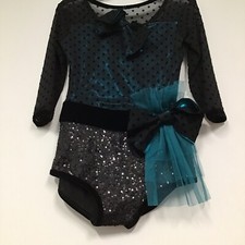 Girls Curtain Call Dance Recital Costume Pageant style E1386 Sz CLA 12 Teal 2 PC