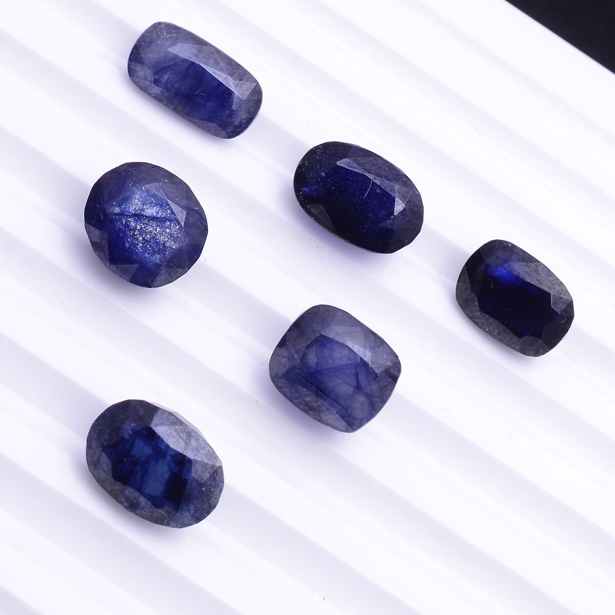 6 Pcs Natural Blue Sapphire Top Grade 9.43mm-10.87mm Faceted Cut
