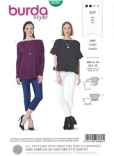 Burda 6280 Boxy-Cut Shirt w Bateau Neck, Hem Flounce Sz 8-18 UNCUT Pattern