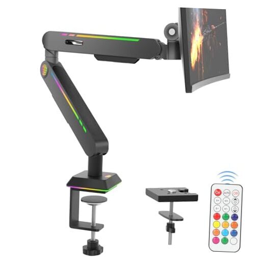 RGB Single Monitor Stand Arm,Dynamics Touch Function,Fits 17-32