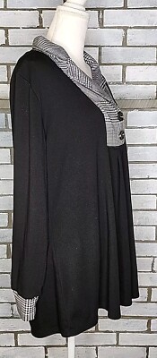 VALOLIA Women's Casual Swing Zipper Sweatshirt - Long Sleeve Lapel Pullover Tunic Top, Black Red, Large