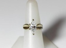 Beautiful Sterling Silver Cubic Zirconia Marquise Solitaire Ring Size 8   10272