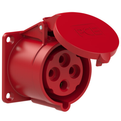 PCE CEE Flanged Socket Straight 16, 32, 63 or 125A; 3, 4 or 5P, 6, 7 or 9 hour P