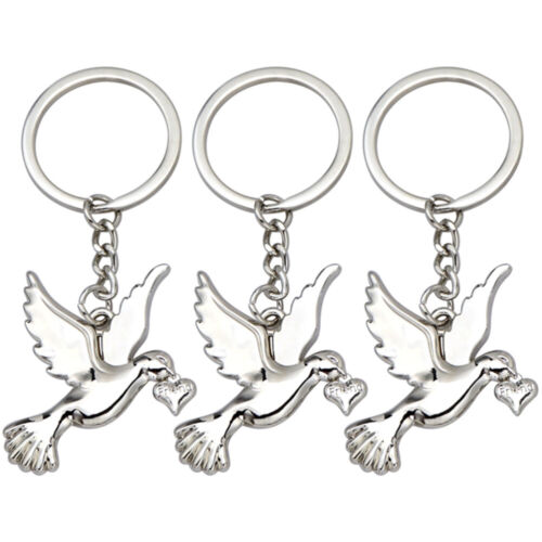 3pcs Metal Dove Shaped Keychains Decorative Keychain Gift Simple Style Key Rings - Picture 1 of 12