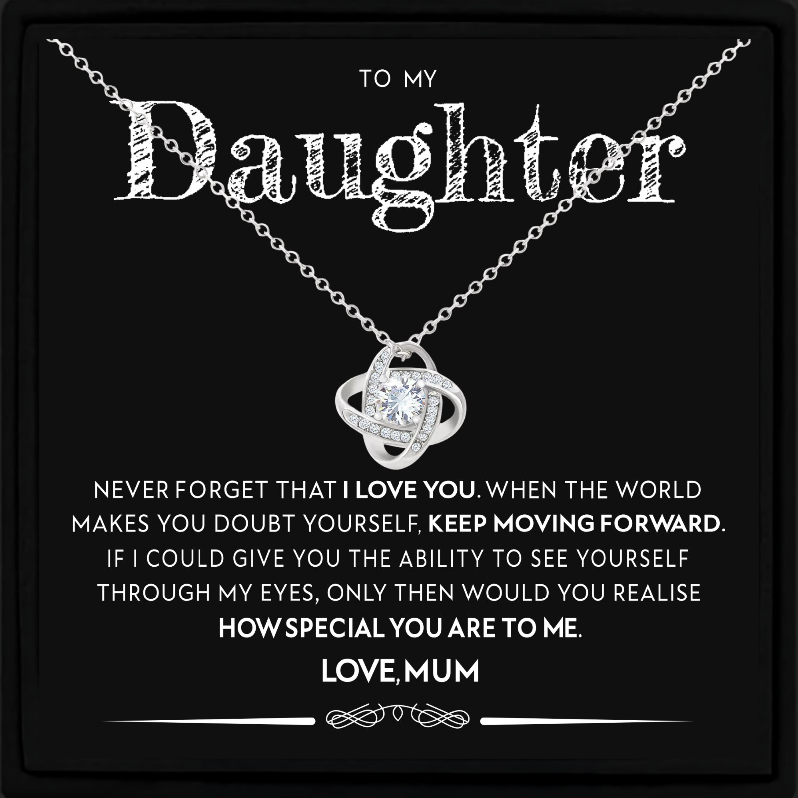 To My Daughter Necklace from Mum Sentimental Jewellery Gift Heartfelt Message