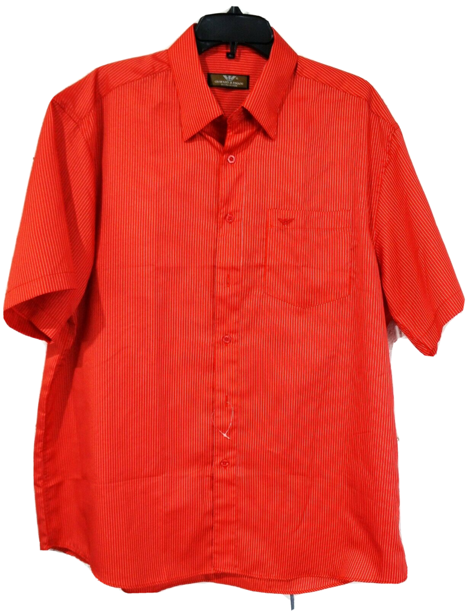 GIORGIO ARMANI LE COLLEZIONI MEN'S 44 XL RED SHORT SLEEVE WHITE