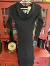 Say What? Black Ribbed Sweater, Off- The Shoulder Or Rounded Neckline Dress L