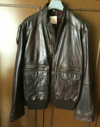 Padded Leather Jacket CODE of CASUAL Men's, Brown, Size XXL Men's Jacket, - Picture 1 of 12