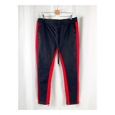 Fashion Nova Mens Travis Twill Joggers Size 2XL Black Red Athletic Casual Wear