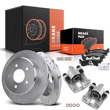 Rear Drilled Brake Rotor & Pads + Caliper for...