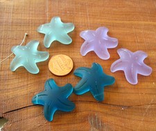 PICK COLOR 1pc 32mm Starfish Top drilled Pendant Sea Glass frosted Bead recycled