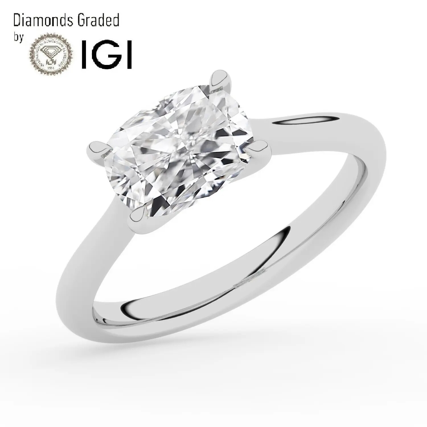 Labgrown Diamond Solitaire Engagement Ring 2 Ct D VVS2 in 14k White Gold-image