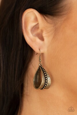 NWT! Paparazzi ~ STIRRUP Some Trouble ~ Brass Earrings