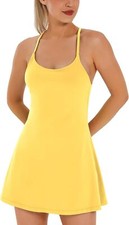 Womens Tennis Dress, Workout Dress with Built-in Bra Shorts Pockets Summer Dress