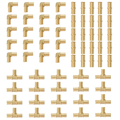 60 PCS 1/2" EFIELD PEX  Crimp Brass  Fittings Elbow, Coupling, Tee(20 PCS/Each)