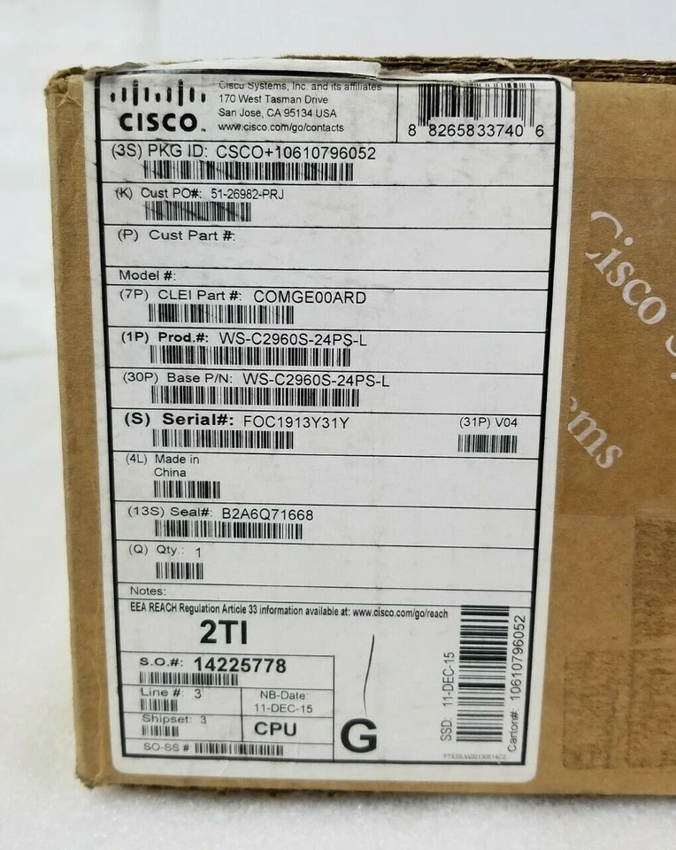 NEW Cisco Catalyst WS-C2960S-24PS-L Stackable Ethernet Switch - Image 2 of 4