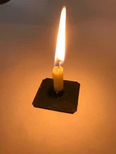 Primitive Early Miniature 18th Century Style Tin Square Candle Holder