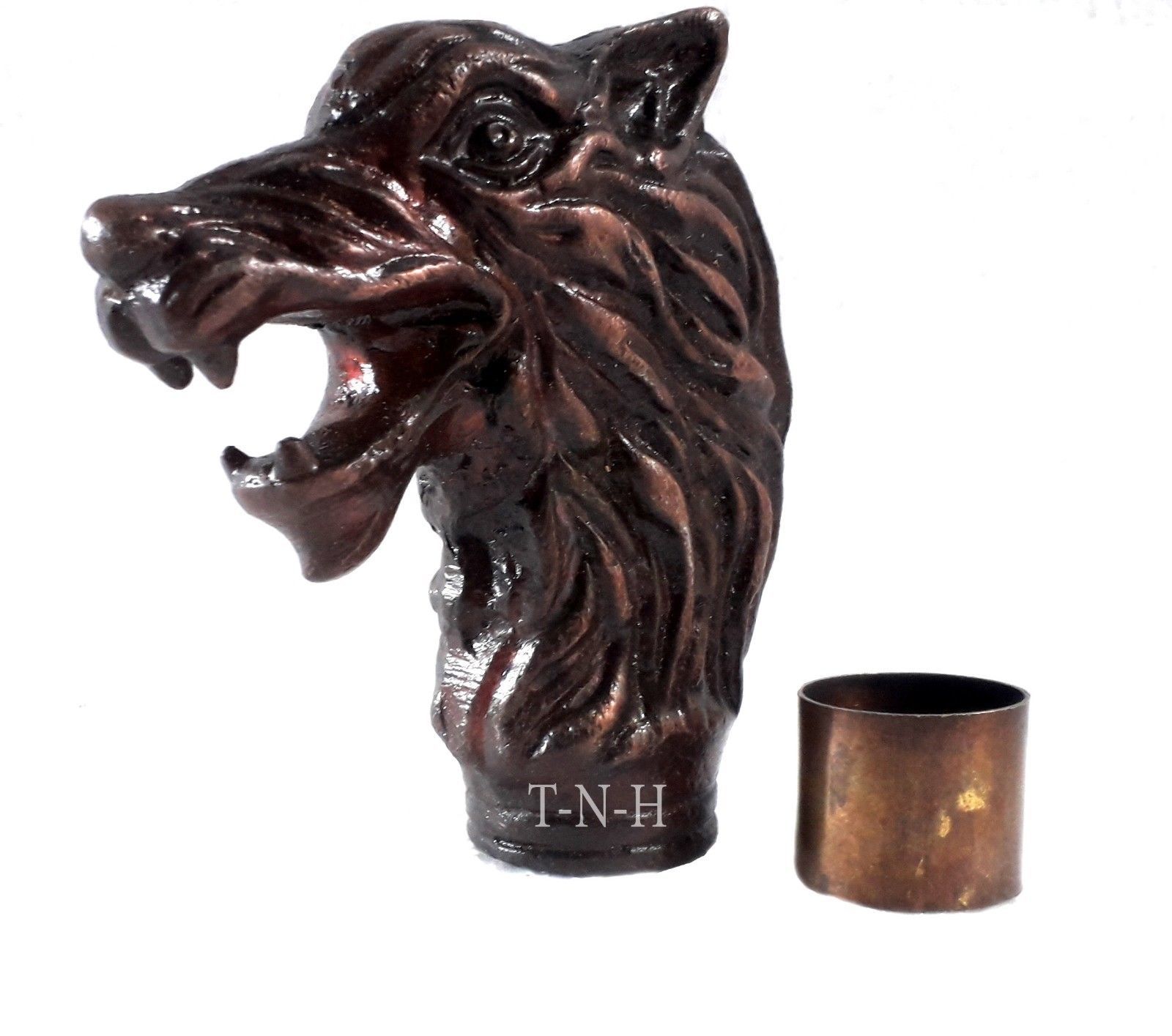 ANTIQUE BLACK SOLID WOLF DRAGON HEAD WALKING STIC… - image 2